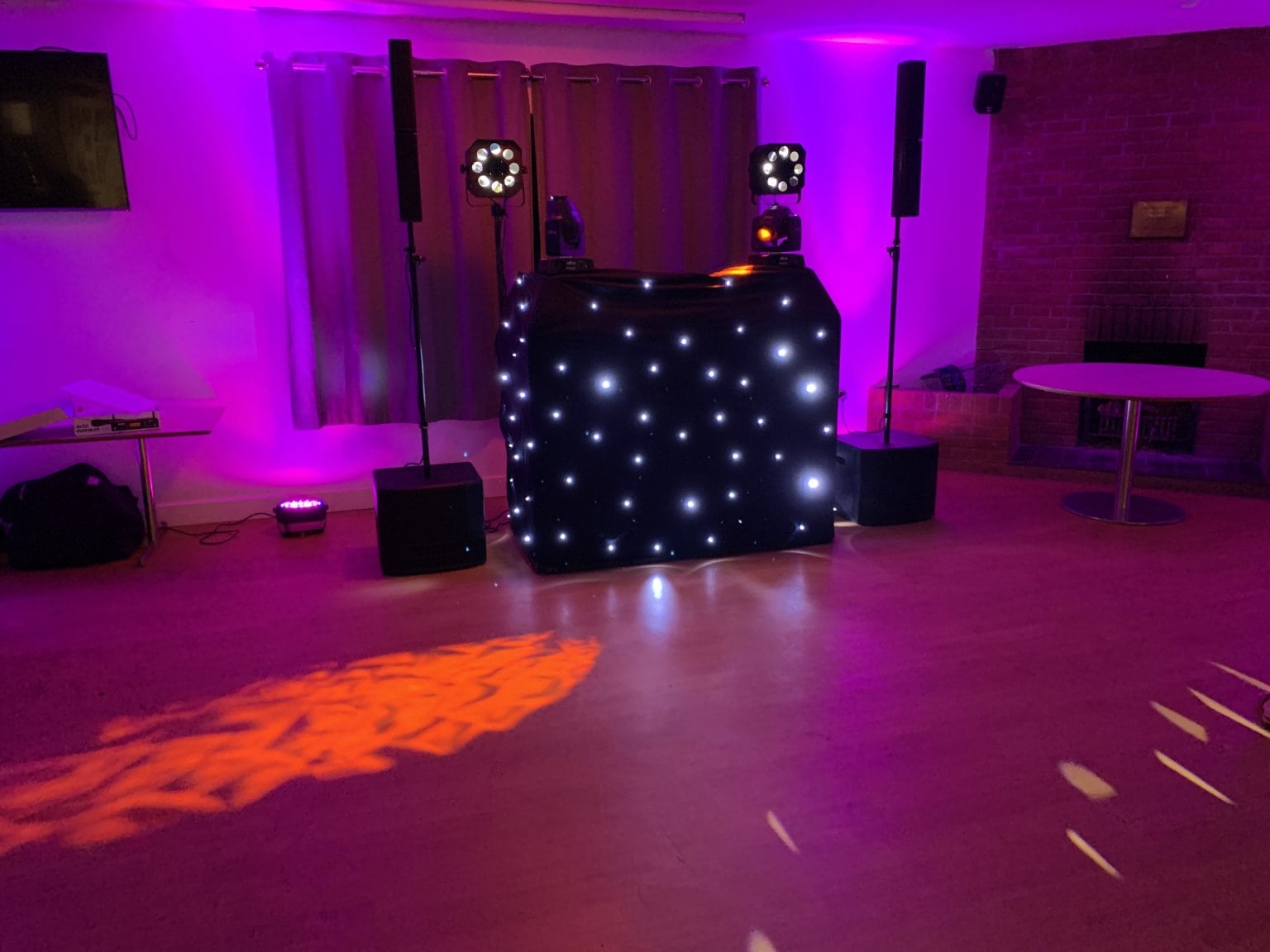 Wedding reception set uo Woodbridge Suffolk. Top mobile disco features