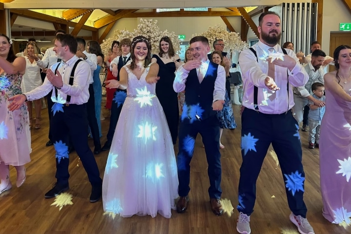 Wedding Guests & Bride & Groom dancing at Bawburgh Golf Club
